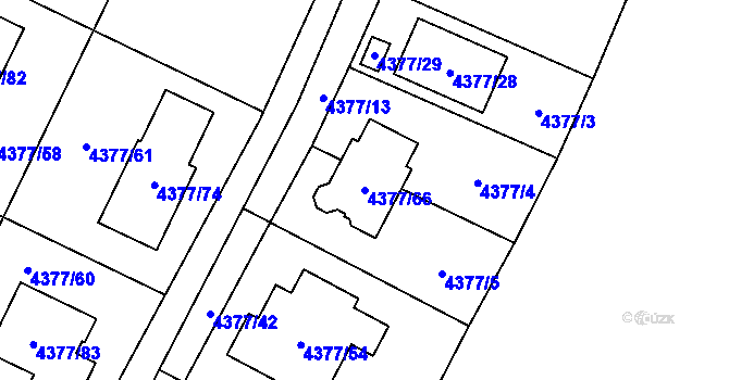 Parcela st. 4377/66 v KÚ Horní Počernice, Katastrální mapa