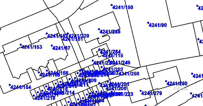 Parcela st. 4241/115 v KÚ Horní Počernice, Katastrální mapa