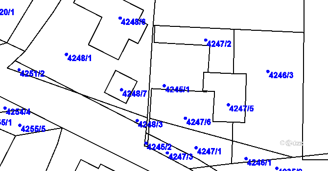 Parcela st. 4245/1 v KÚ Horní Počernice, Katastrální mapa