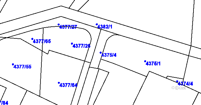 Parcela st. 4375/4 v KÚ Horní Počernice, Katastrální mapa