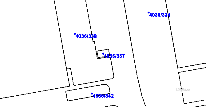 Parcela st. 4036/337 v KÚ Horní Počernice, Katastrální mapa