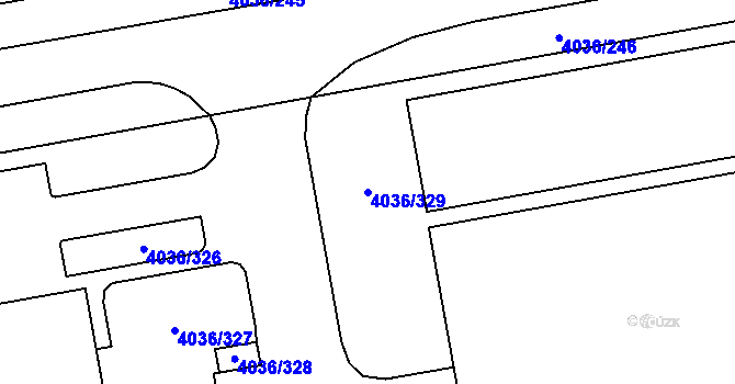 Parcela st. 4036/329 v KÚ Horní Počernice, Katastrální mapa