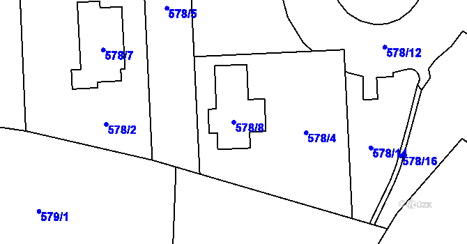 Parcela st. 578/8 v KÚ Horní Počernice, Katastrální mapa