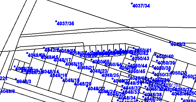 Parcela st. 4050/51 v KÚ Horní Počernice, Katastrální mapa