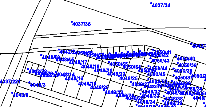 Parcela st. 4050/53 v KÚ Horní Počernice, Katastrální mapa