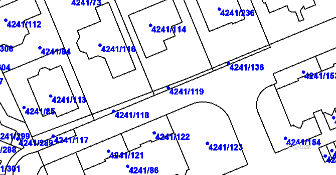 Parcela st. 4241/119 v KÚ Horní Počernice, Katastrální mapa