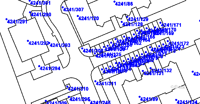 Parcela st. 4241/125 v KÚ Horní Počernice, Katastrální mapa