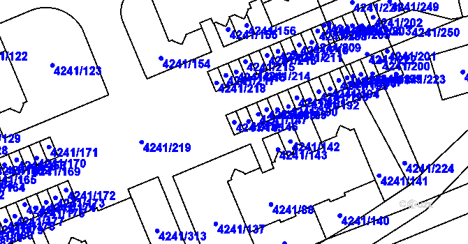 Parcela st. 4241/145 v KÚ Horní Počernice, Katastrální mapa
