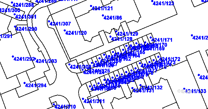 Parcela st. 4241/161 v KÚ Horní Počernice, Katastrální mapa