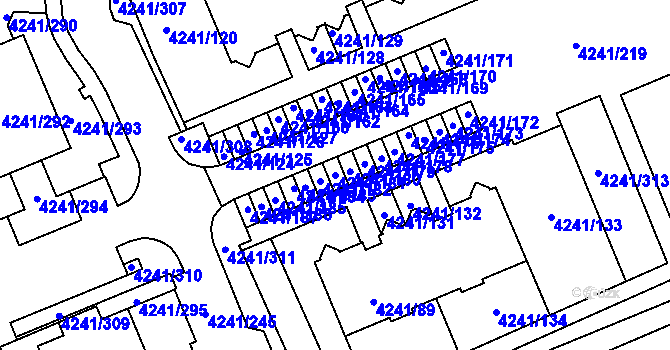 Parcela st. 4241/181 v KÚ Horní Počernice, Katastrální mapa