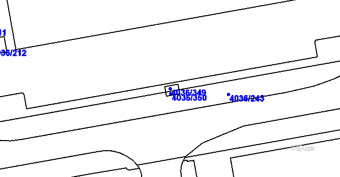 Parcela st. 4036/349 v KÚ Horní Počernice, Katastrální mapa