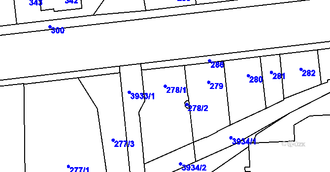 Parcela st. 278/1 v KÚ Horní Počernice, Katastrální mapa