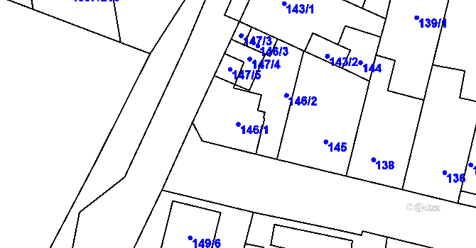 Parcela st. 146/1 v KÚ Horní Počernice, Katastrální mapa