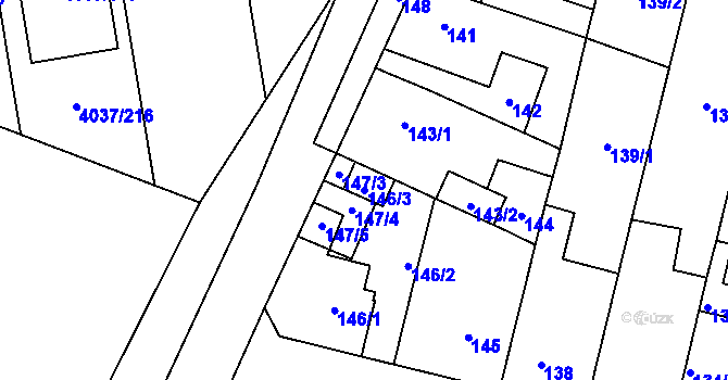 Parcela st. 146/3 v KÚ Horní Počernice, Katastrální mapa