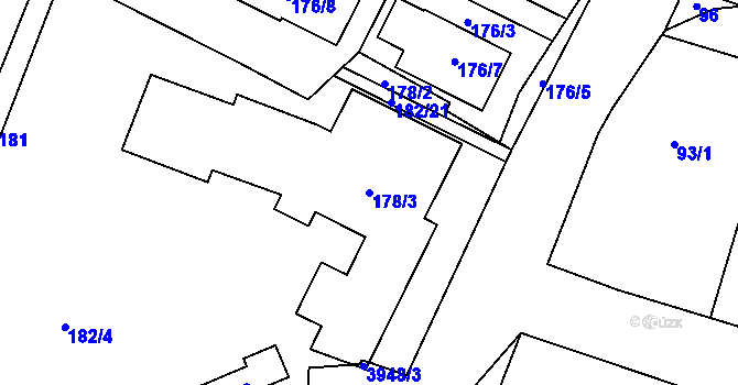 Parcela st. 178/3 v KÚ Horní Počernice, Katastrální mapa