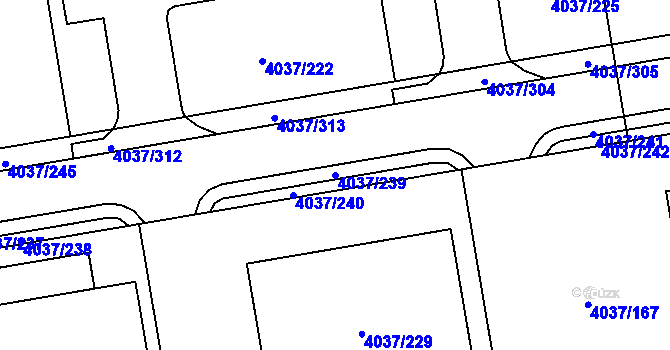 Parcela st. 4037/239 v KÚ Horní Počernice, Katastrální mapa
