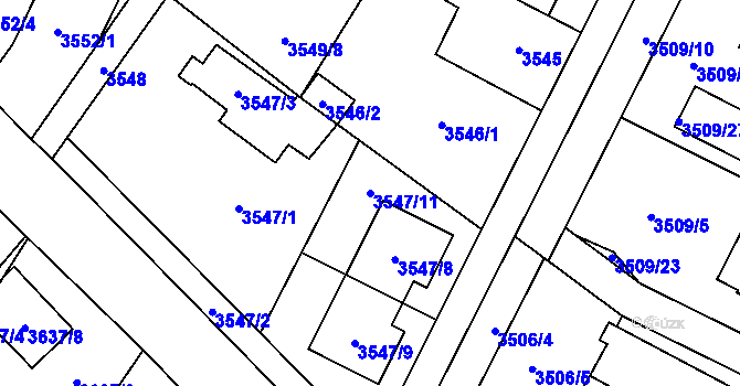 Parcela st. 3547/11 v KÚ Horní Počernice, Katastrální mapa
