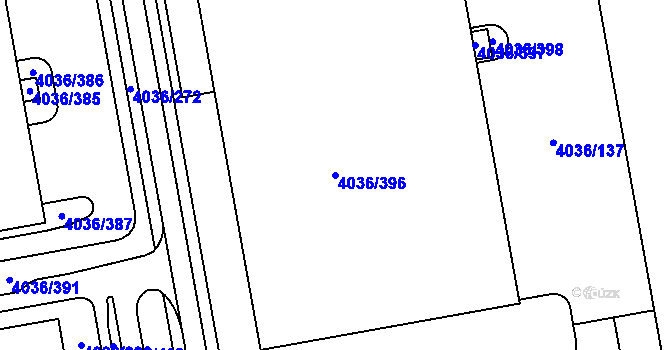 Parcela st. 4036/396 v KÚ Horní Počernice, Katastrální mapa