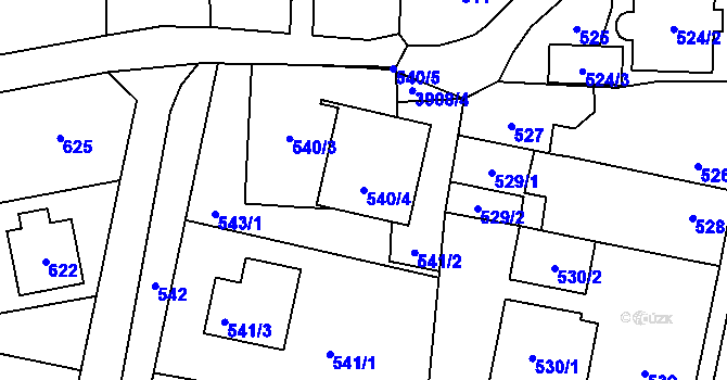 Parcela st. 540/4 v KÚ Horní Počernice, Katastrální mapa