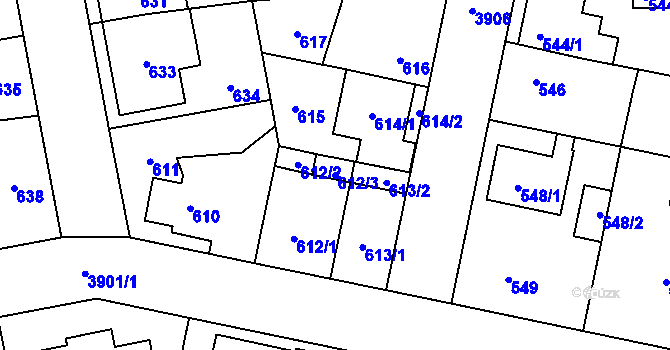 Parcela st. 612/3 v KÚ Horní Počernice, Katastrální mapa