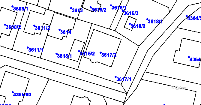 Parcela st. 3617/2 v KÚ Horní Počernice, Katastrální mapa