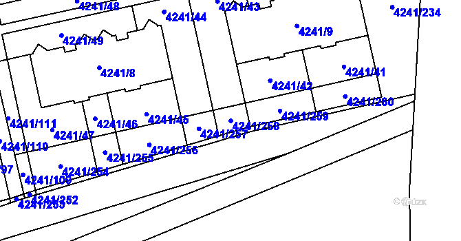 Parcela st. 4241/258 v KÚ Horní Počernice, Katastrální mapa