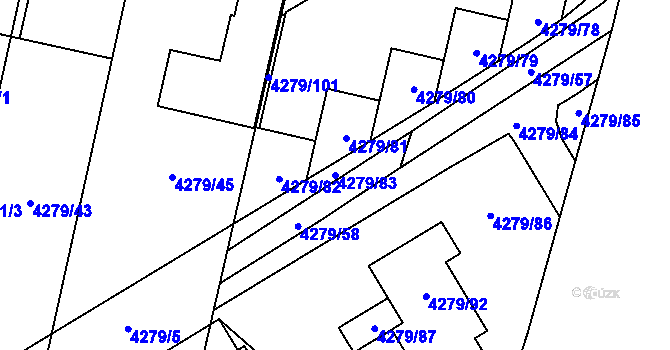 Parcela st. 4279/83 v KÚ Horní Počernice, Katastrální mapa