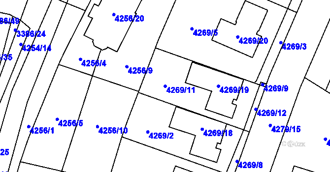 Parcela st. 4269/11 v KÚ Horní Počernice, Katastrální mapa