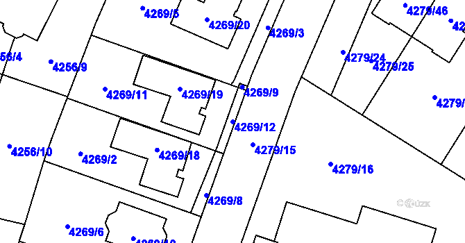 Parcela st. 4269/12 v KÚ Horní Počernice, Katastrální mapa