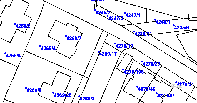Parcela st. 4269/17 v KÚ Horní Počernice, Katastrální mapa