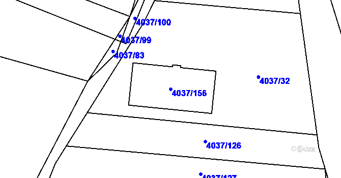 Parcela st. 4037/156 v KÚ Horní Počernice, Katastrální mapa