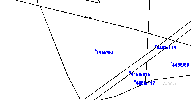 Parcela st. 4458/92 v KÚ Horní Počernice, Katastrální mapa