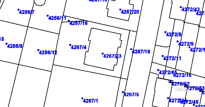 Parcela st. 4267/23 v KÚ Horní Počernice, Katastrální mapa