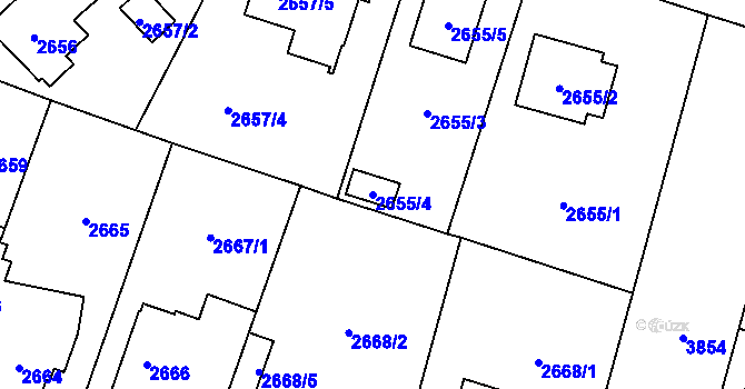 Parcela st. 2655/4 v KÚ Horní Počernice, Katastrální mapa