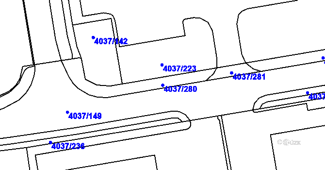 Parcela st. 4037/280 v KÚ Horní Počernice, Katastrální mapa