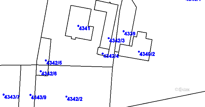 Parcela st. 4342/4 v KÚ Horní Počernice, Katastrální mapa