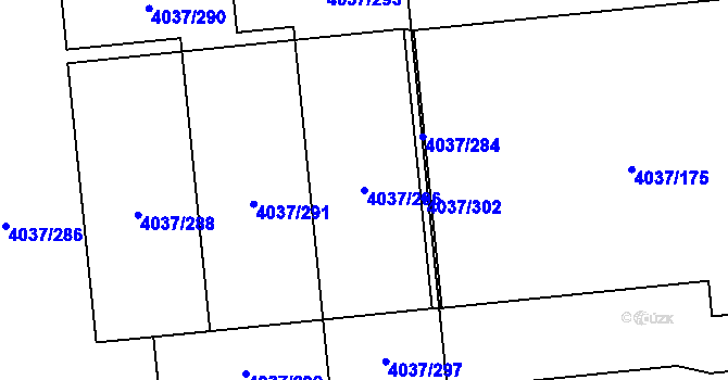 Parcela st. 4037/296 v KÚ Horní Počernice, Katastrální mapa