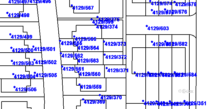 Parcela st. 4129/372 v KÚ Horní Počernice, Katastrální mapa