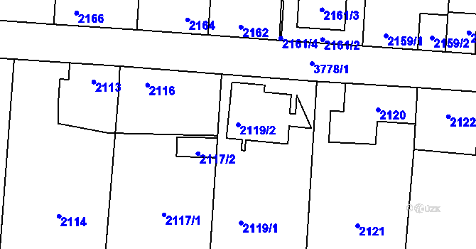 Parcela st. 2119/2 v KÚ Horní Počernice, Katastrální mapa