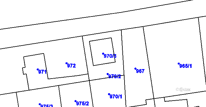 Parcela st. 970/3 v KÚ Horní Počernice, Katastrální mapa