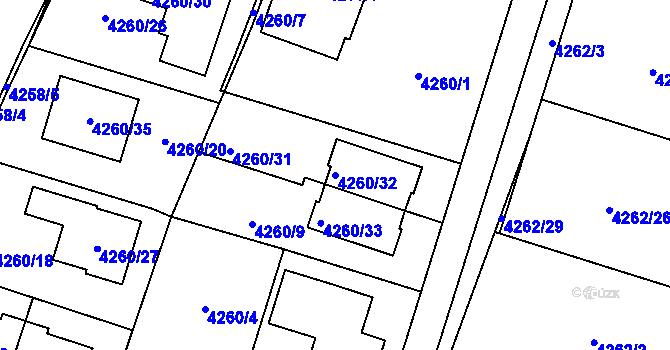 Parcela st. 4260/32 v KÚ Horní Počernice, Katastrální mapa