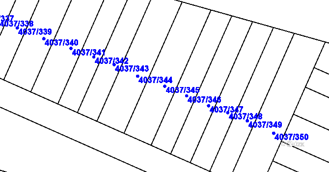 Parcela st. 4037/345 v KÚ Horní Počernice, Katastrální mapa