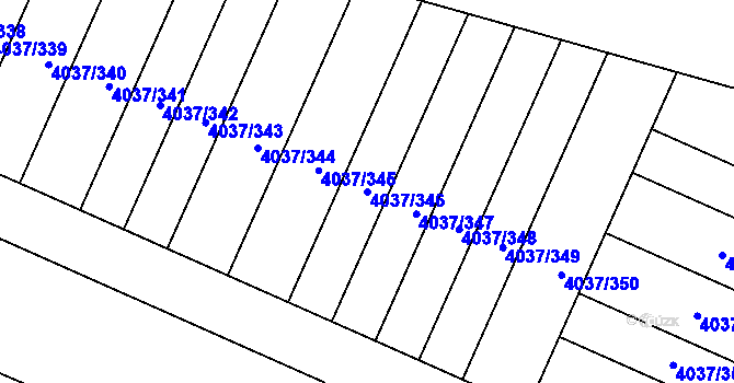 Parcela st. 4037/346 v KÚ Horní Počernice, Katastrální mapa