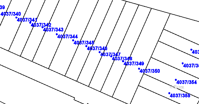 Parcela st. 4037/347 v KÚ Horní Počernice, Katastrální mapa