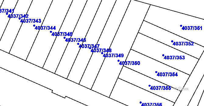 Parcela st. 4037/349 v KÚ Horní Počernice, Katastrální mapa
