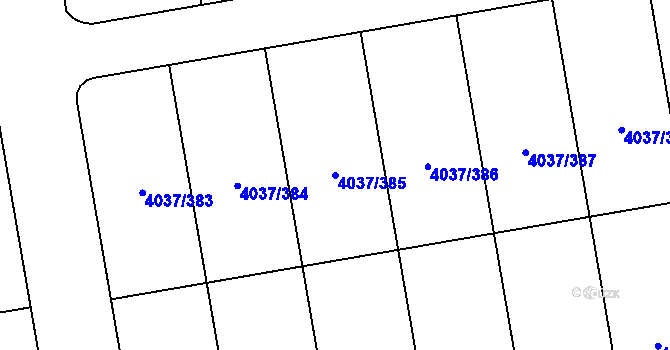 Parcela st. 4037/385 v KÚ Horní Počernice, Katastrální mapa