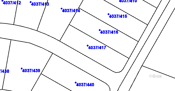Parcela st. 4037/417 v KÚ Horní Počernice, Katastrální mapa