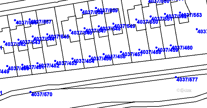 Parcela st. 4037/456 v KÚ Horní Počernice, Katastrální mapa