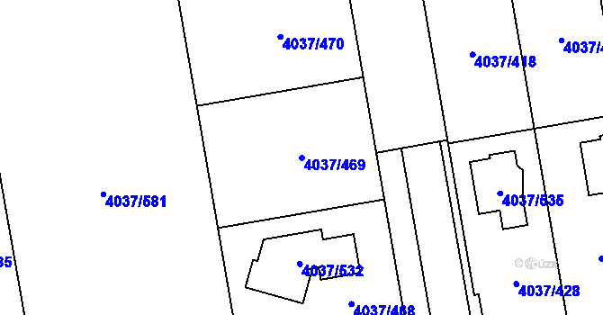Parcela st. 4037/469 v KÚ Horní Počernice, Katastrální mapa