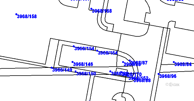 Parcela st. 3968/164 v KÚ Horní Počernice, Katastrální mapa